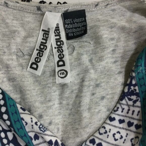 Desigual Womens Designer Lagenlook Bodycon Summer A-Line Dress Gray Size Medium - Picture 5 of 9